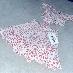 Pink/white Matching Crop/Skirt set